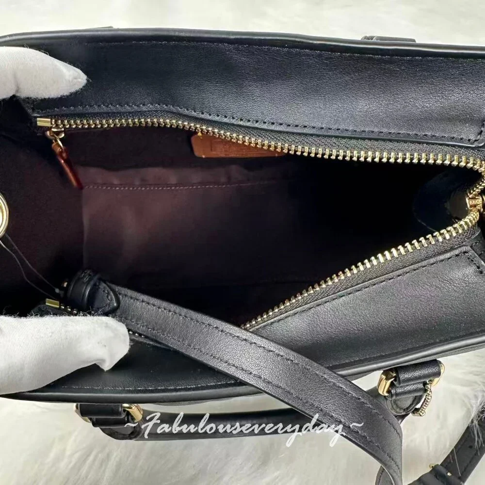 Coach Maggie Small Tote Bag In Signature Leather in Black CY670